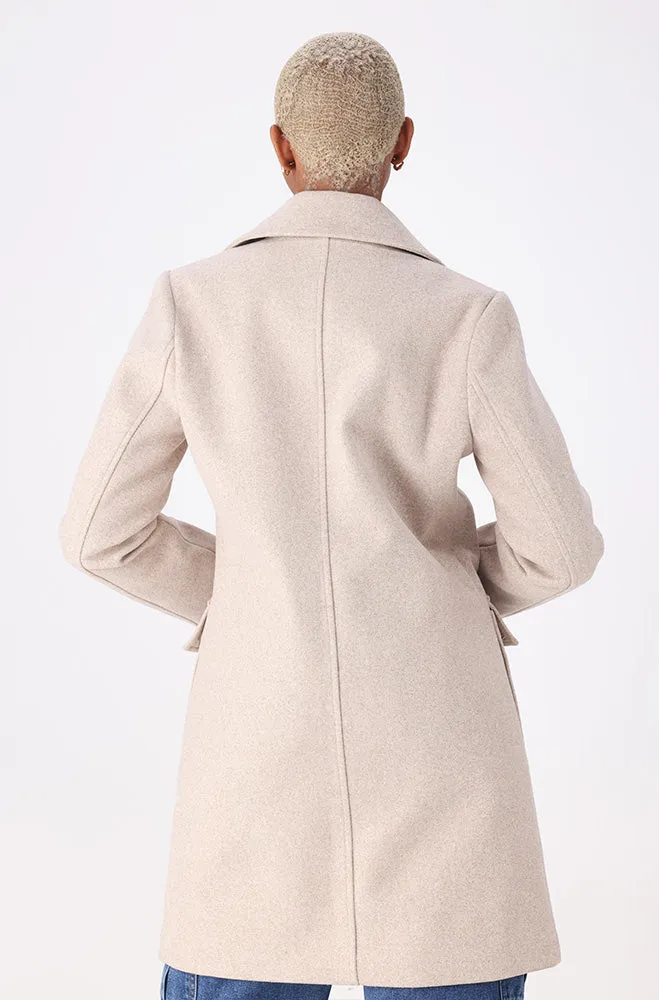 Lisa Double Breasted Melton Coat _ 157619 _ Oatmeal sold by Dunns product image thumbnail 3