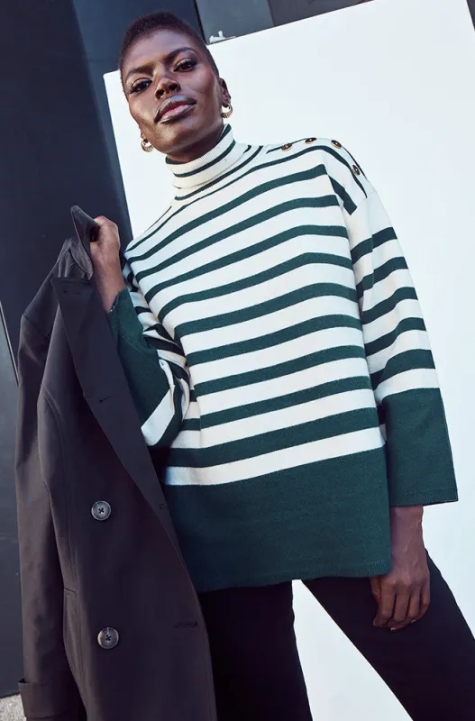 Mila Knit Stipe Pull Over _ 162617 _ Green sold by Dunns