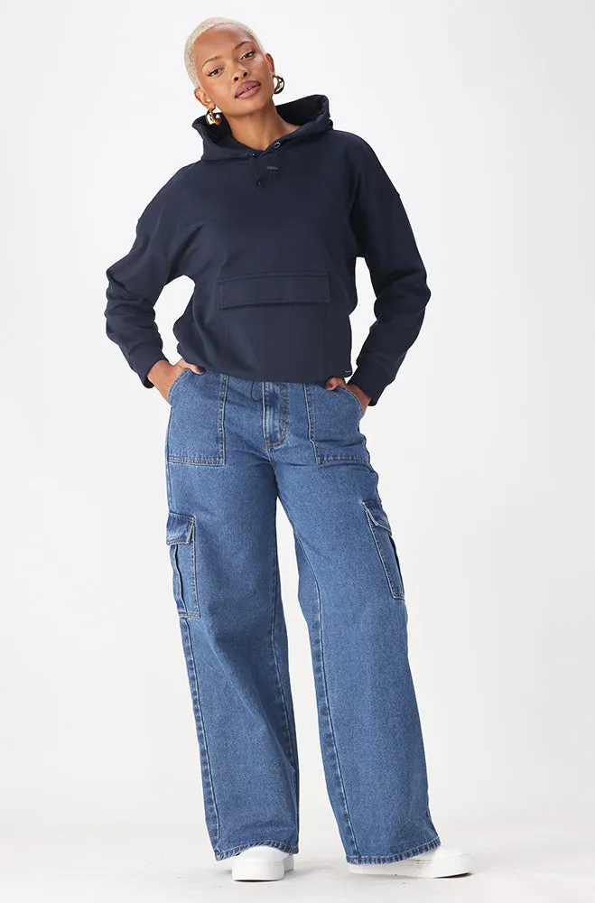 Emma Fleece Hoodie With Kangaroo Pocket _ 156277 _ Navy sold by Dunns product image thumbnail 4