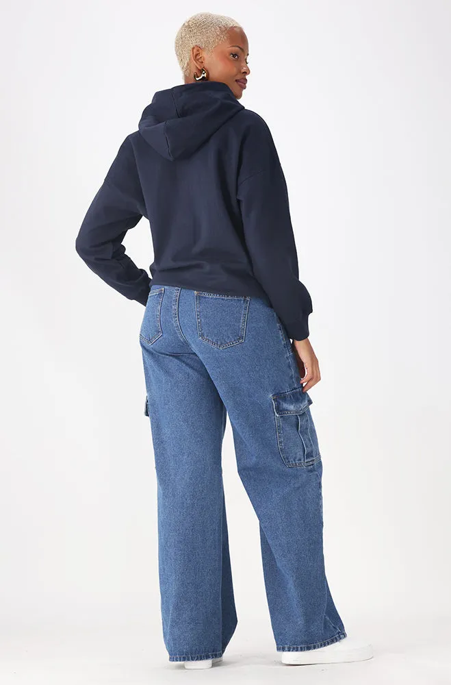 Emma Fleece Hoodie With Kangaroo Pocket _ 156277 _ Navy sold by Dunns product image thumbnail 5