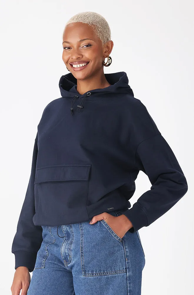 Emma Fleece Hoodie With Kangaroo Pocket _ 156277 _ Navy sold by Dunns product image thumbnail 2