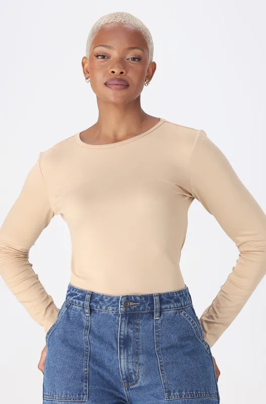 Cleo Crew Neck Tee _ 158043 _ Taupe sold by Dunns