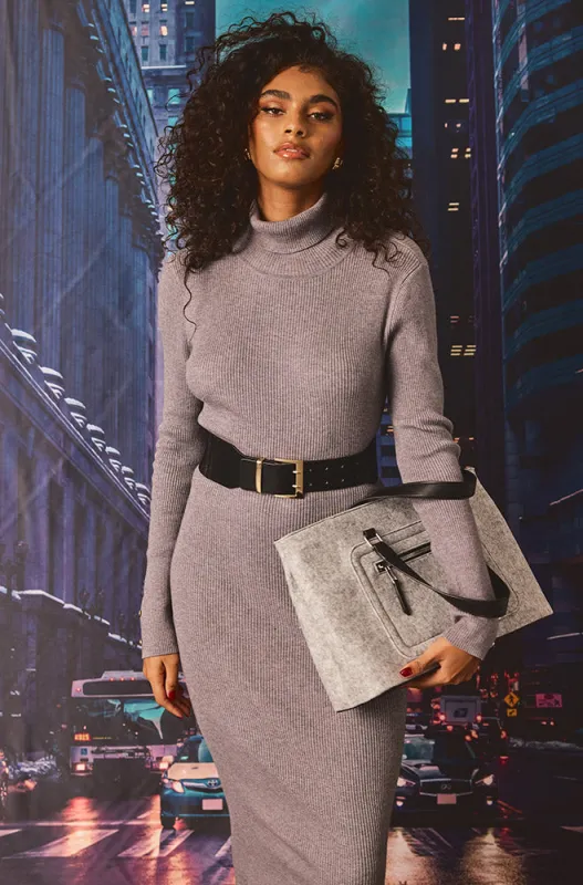 Celeste Rib Knitwear Dress _ 159977 _ Grey sold by Dunns