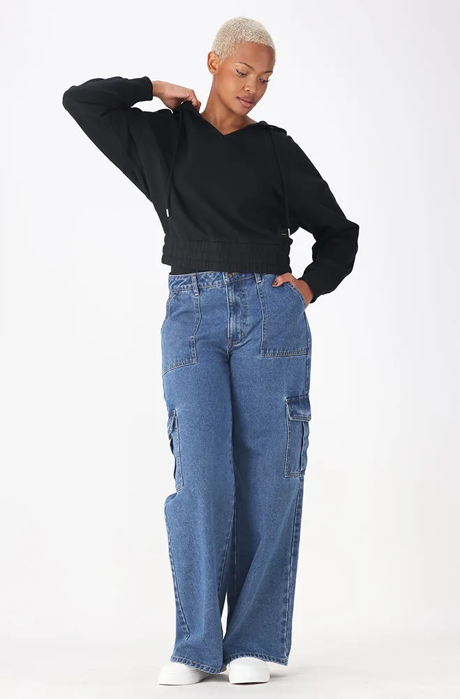 Lucy Crop Hoodie _ 156276 _ Black sold by Dunns product image thumbnail 4