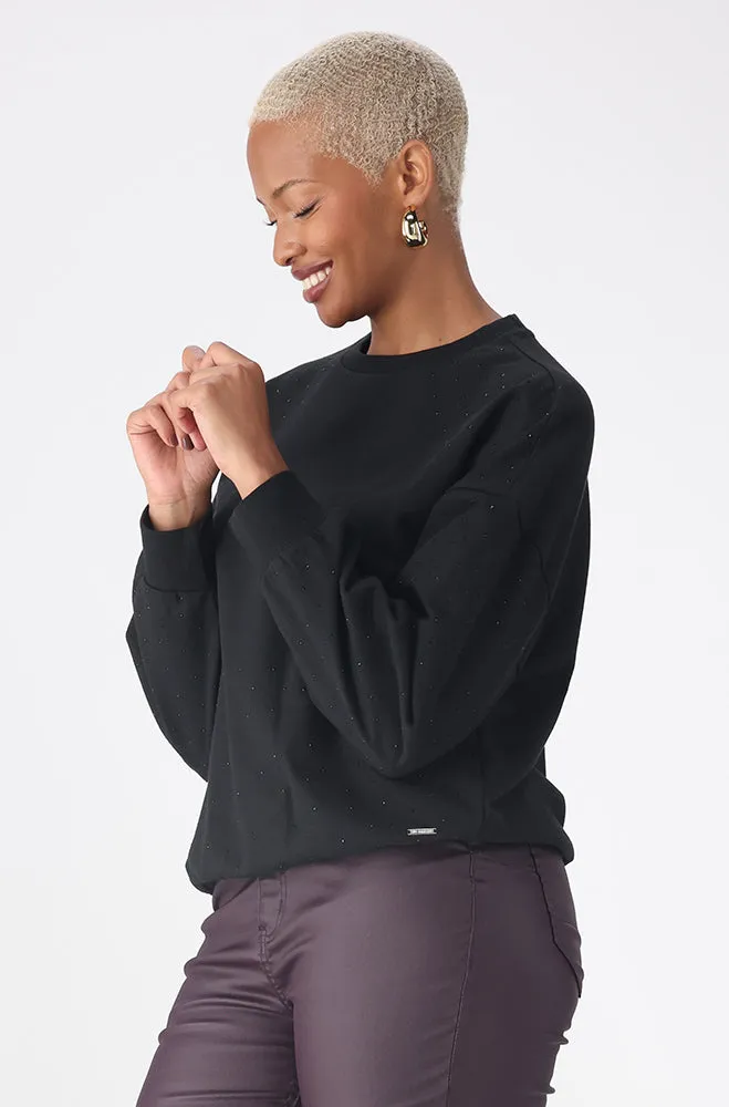 Mia Rhinestone Crewneck Top _ 156281 _ Black sold by Dunns product image thumbnail 2