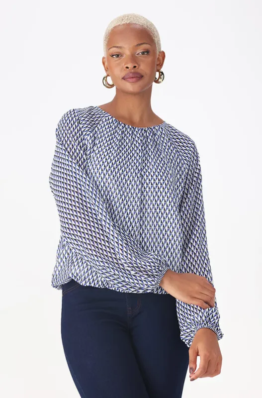 Kamala Bubble Hem Blouse _ 157691 _ Blue sold by Dunns