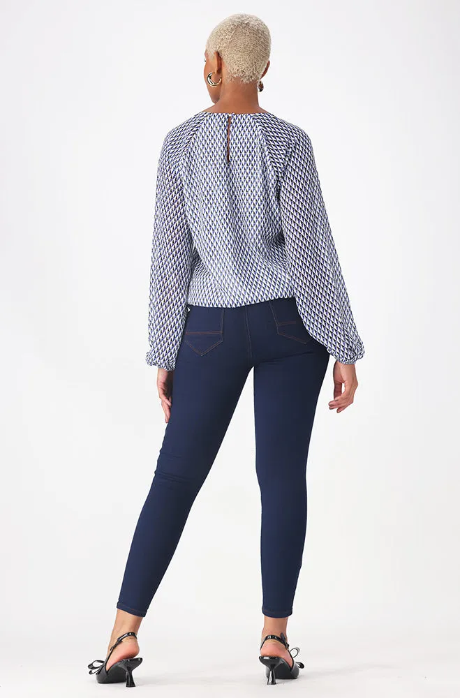 Kamala Bubble Hem Blouse _ 157691 _ Blue sold by Dunns product image thumbnail 5