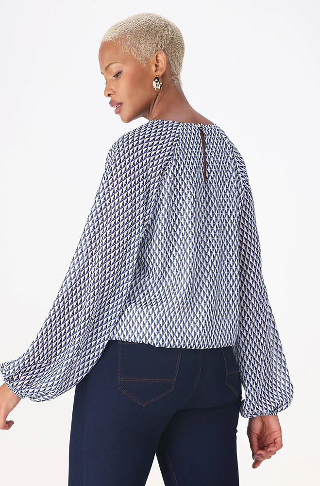 Kamala Bubble Hem Blouse _ 157691 _ Blue sold by Dunns product image thumbnail 3