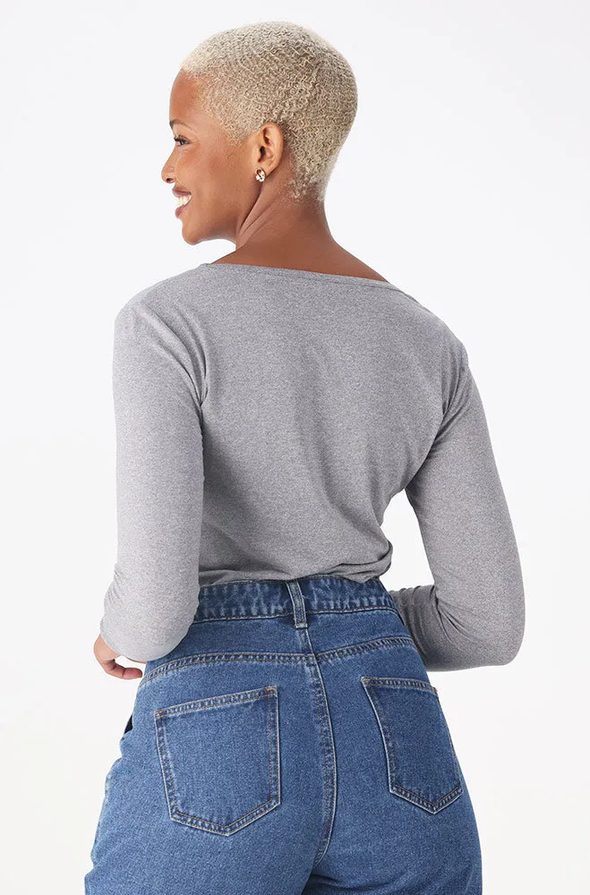 Vayla V Neck Tee _ 158040 _ Grey Mel sold by Dunns product image thumbnail 3