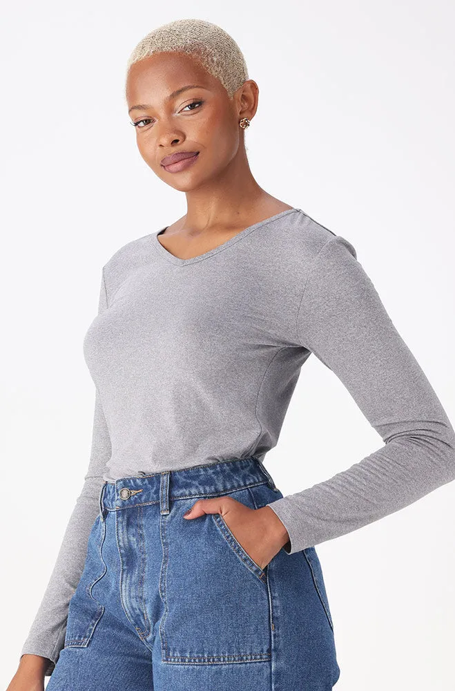 Vayla V Neck Tee _ 158040 _ Grey Mel sold by Dunns product image thumbnail 2
