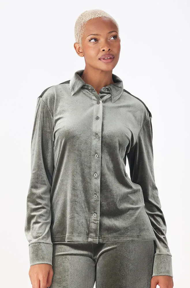 Tara Velour Shrt _ 159241 _ Fatigue sold by Dunns