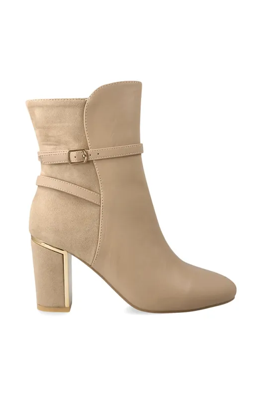 Zahara Sliced Gold Insert Heel _ 157670 _ Taupe sold by Dunns