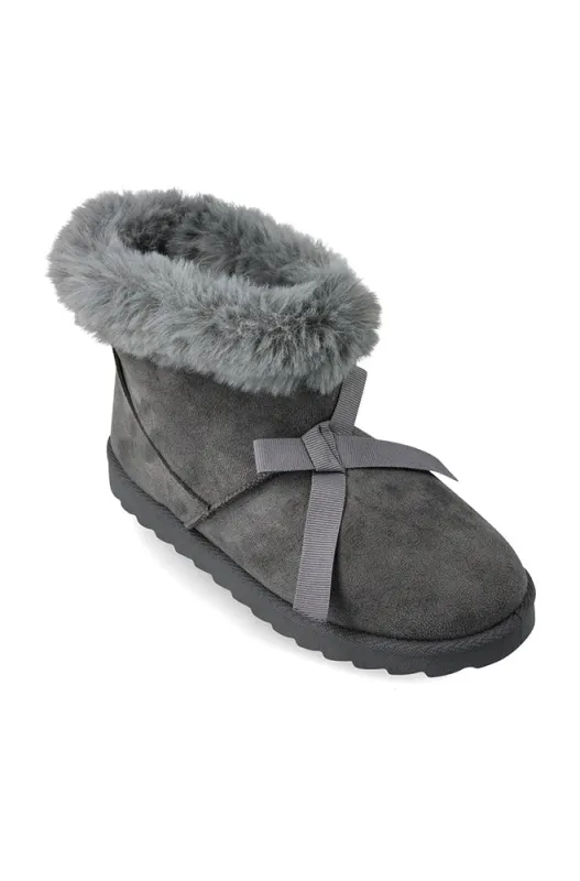 Maple Fur Boot Slipper _ 157225 _ Charcoal sold by Dunns