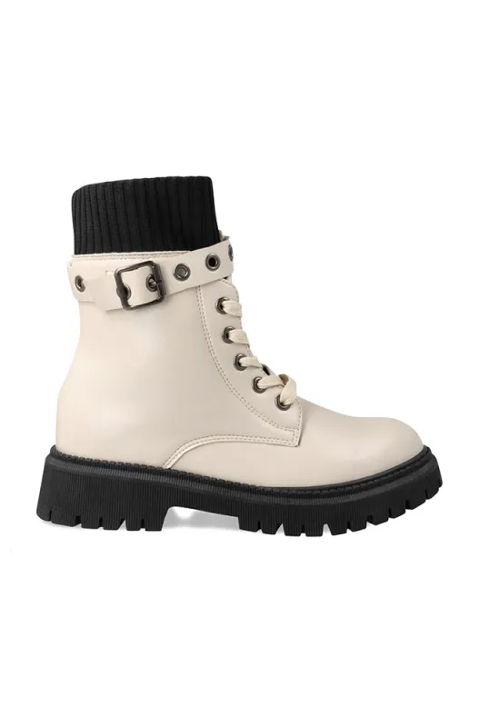 Colette Sock Cleated Boot _ 159127 _ Milk sold by Dunns