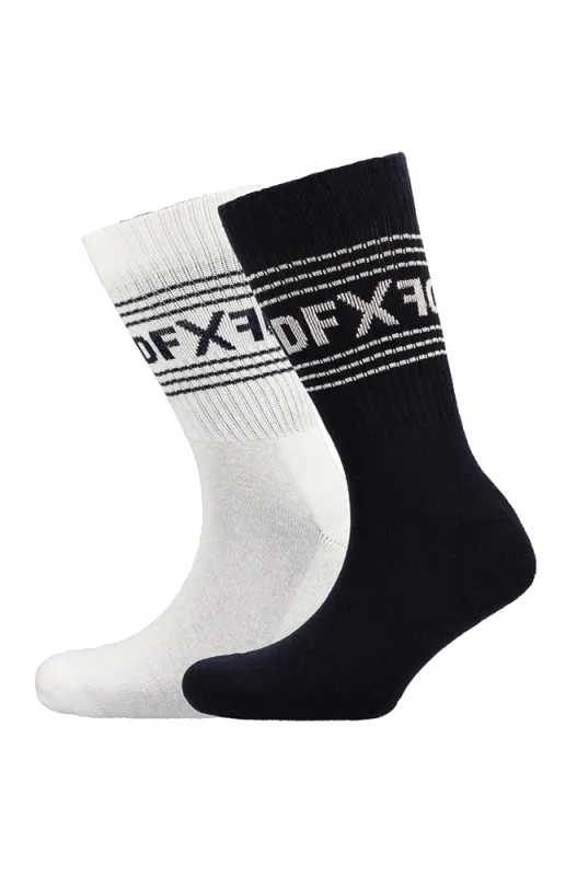 Dfx Stripe Sports Socks 2pk _ 157254 _ Navy sold by Dunns