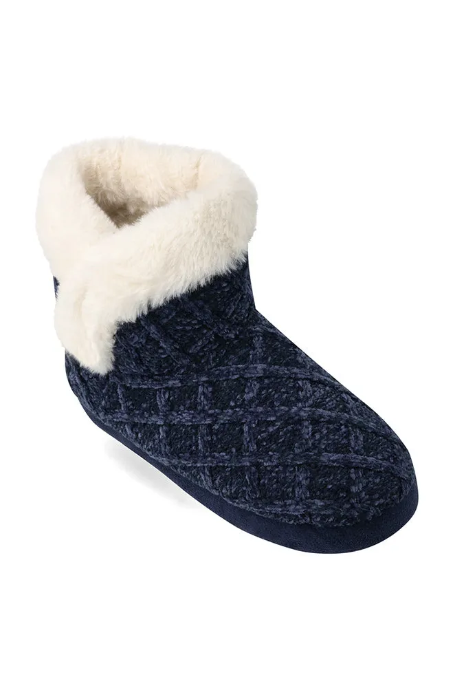 Elana Cable Knit Slipper _ 157446 _ Navy sold by Dunns