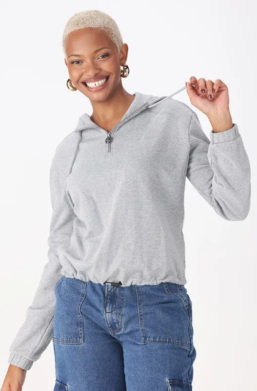 Emma Drawcord Hoody _ 158077 _ Grey Mel sold by Dunns
