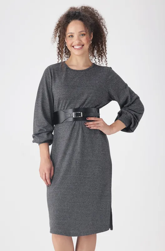 GIA FRENCH KNIT SLIT DRESS _ 159087 _ Black sold by Dunns