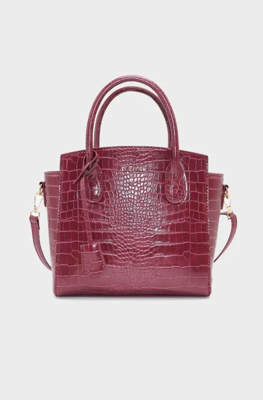 Jade Structured Tote Bag _ 159526 _ Burgundy sold by Dunns