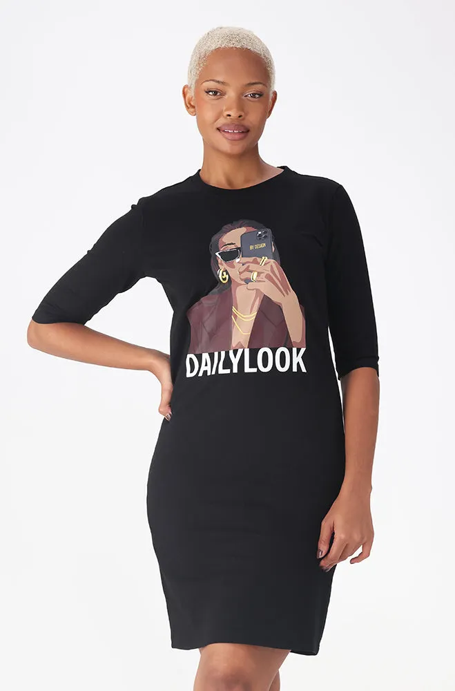 KOKO THREE QUARTER SLEEVE PRINTED DRESS sold by Dunns