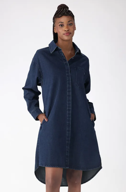 ESTIE DENIM SHIRT DRESS  _ 156319 _ Dark Wash sold by Dunns
