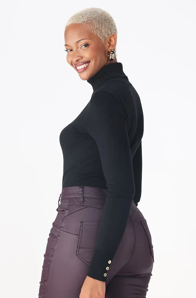 Gloria Button Detail Polo Neck Knitwear _ 159549 _ Black sold by Dunns product image thumbnail 2