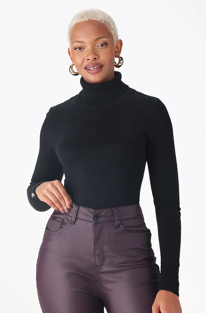 Gloria Button Detail Polo Neck Knitwear _ 159549 _ Black sold by Dunns