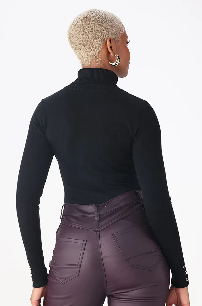 Gloria Button Detail Polo Neck Knitwear _ 159549 _ Black sold by Dunns product image thumbnail 3