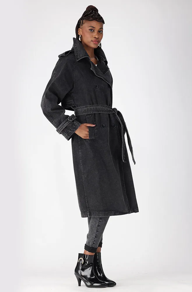 TARYN DENIM TRENCH COAT sold by Dunns product image thumbnail 4