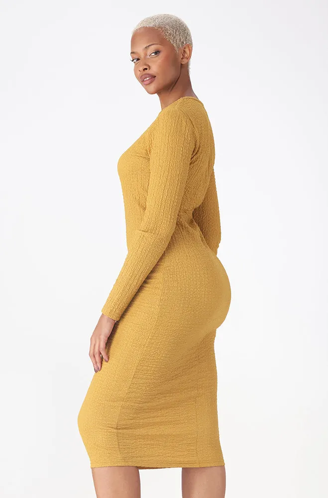 Sarah Textured Bodycon Dress _ 159417 _ Ocre sold by Dunns product image thumbnail 2