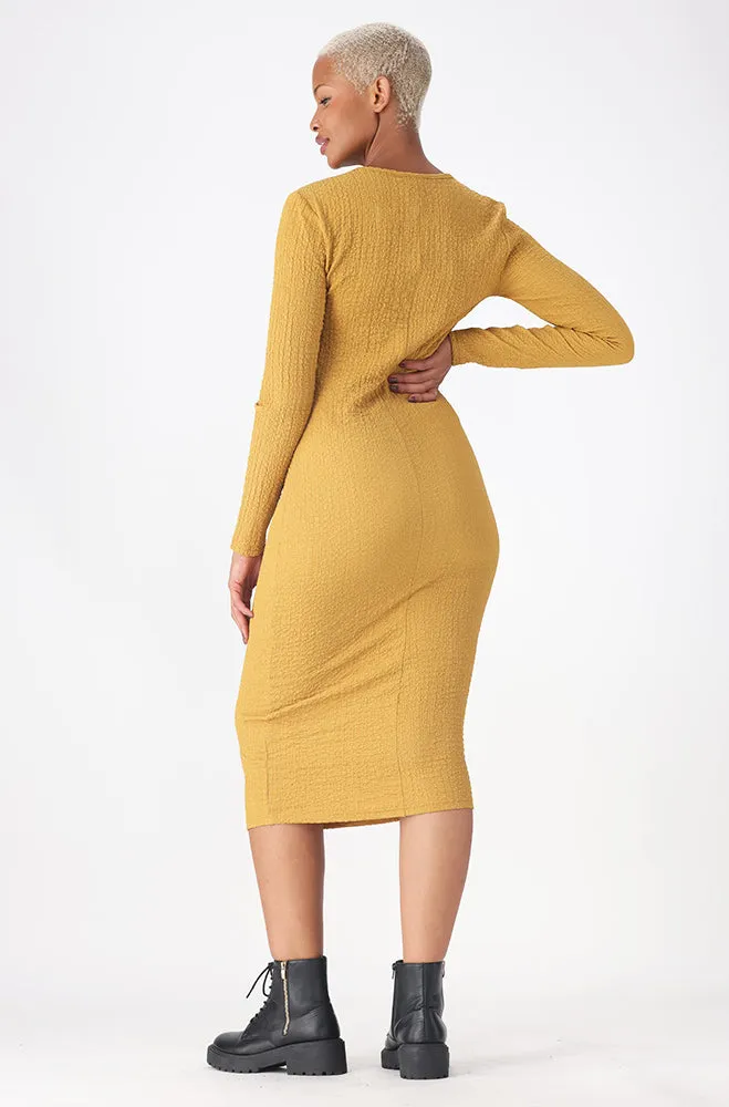 Sarah Textured Bodycon Dress _ 159417 _ Ocre sold by Dunns product image thumbnail 5