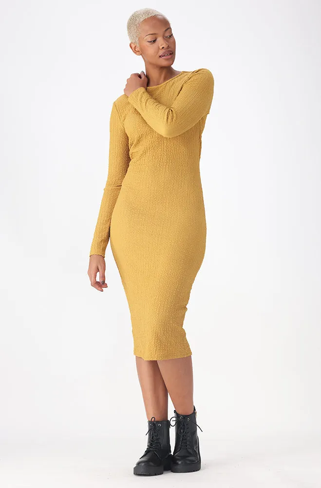 Sarah Textured Bodycon Dress _ 159417 _ Ocre sold by Dunns product image thumbnail 4