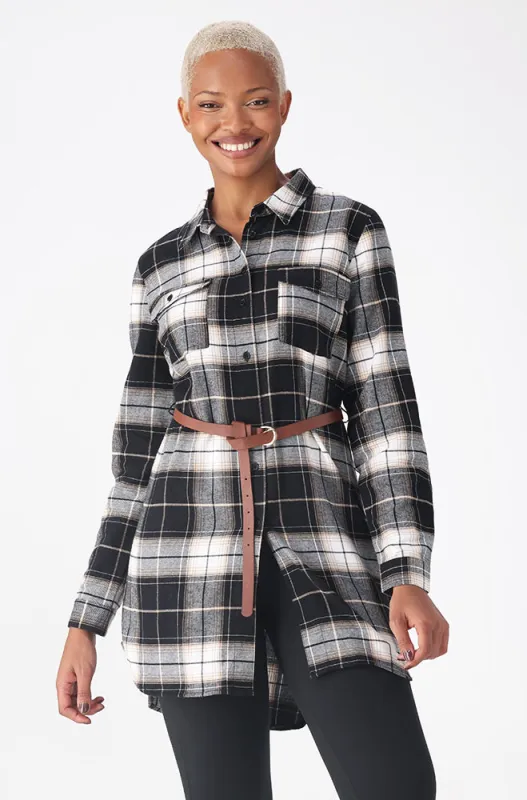 FARA BELTED  CHECK SHIRT DRESS sold by Dunns