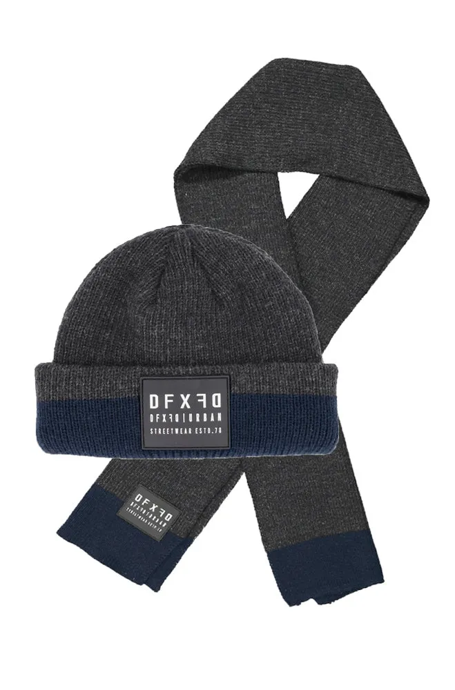 Brandon Beanie And Scarf Set _ 159614 _ Navy sold by Dunns