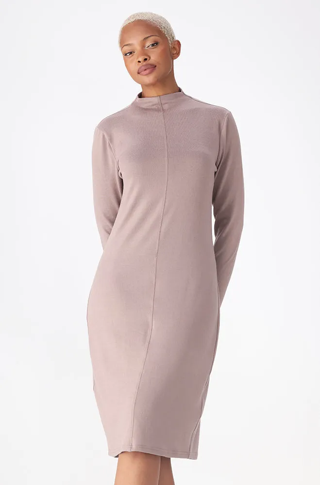 Talia Turtlr Neck Dress _ 159703 _ Taupe sold by Dunns