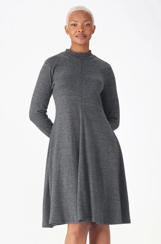 Gia Fit And Flare Turtle Neck Dress _ 159115 _ Charcoal Mel sold by Dunns