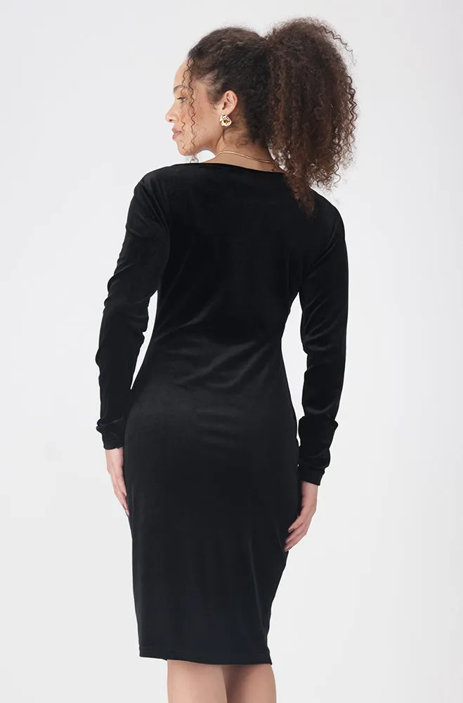 ARIA V NECK VELOUR BODYCON DRESS sold by Dunns product image thumbnail 3