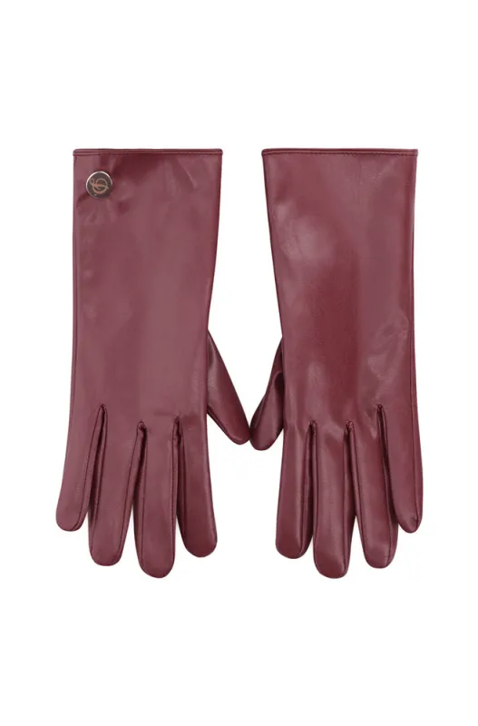 Stacy Pu Glove _ 159440 _ Burgundy sold by Dunns