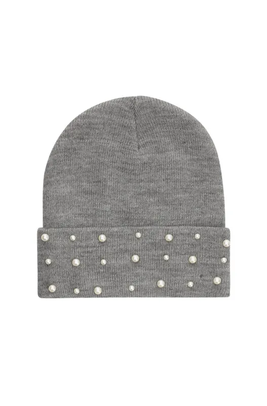 Mandy Pearl Beanie _ 158405 _ Grey sold by Dunns