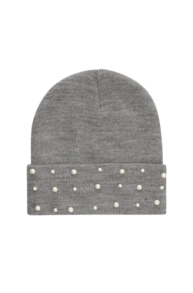 Mandy Pearl Beanie _ 158405 _ Grey sold by Dunns