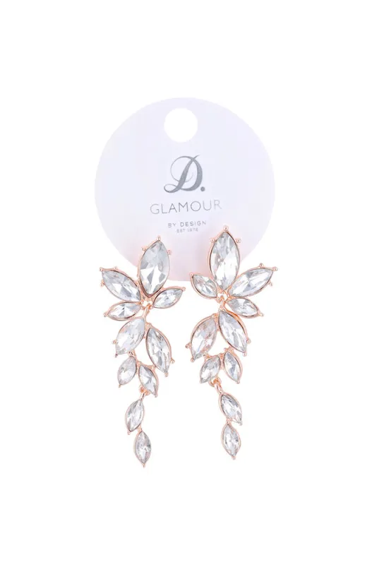 Layla Rhinestone Drop Earrings _ 159451 _ Rose Gold sold by Dunns