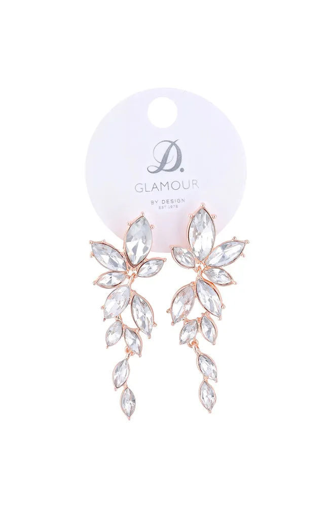 Layla Rhinestone Drop Earrings _ 159451 _ Rose Gold sold by Dunns