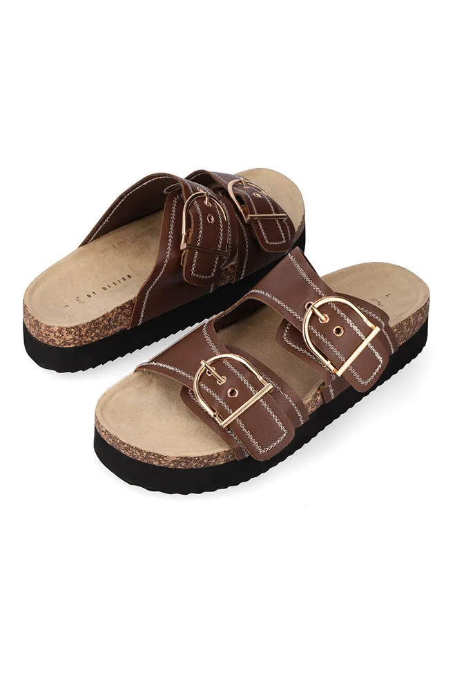 Darla double buckle chocolate sandal sold by Dunns product image thumbnail 2