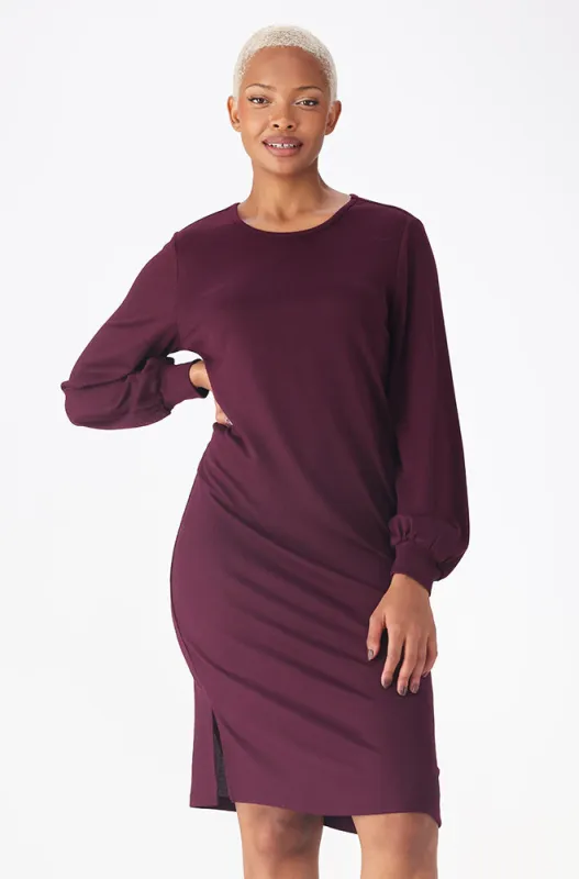 Gia French Knit Slit Dress _ 159086 _ Wine sold by Dunns