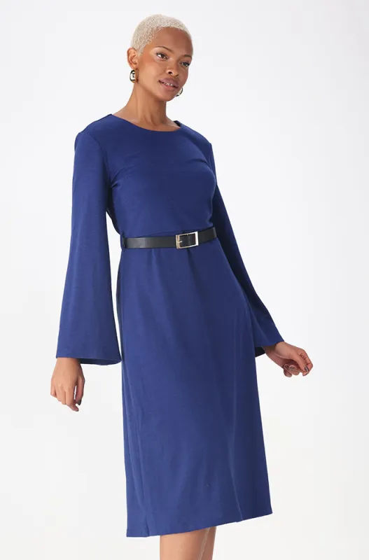 Gemma Belted Flare Dress _ 158830 _ Blue sold by Dunns