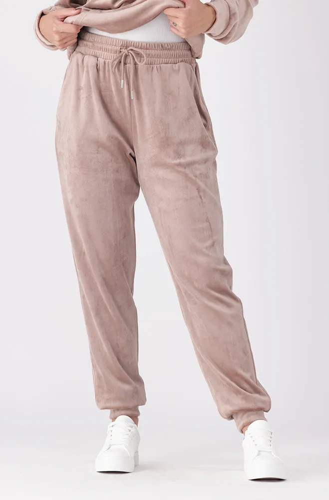 Britney Velour Jogger _ 156171 _ Mocha sold by Dunns