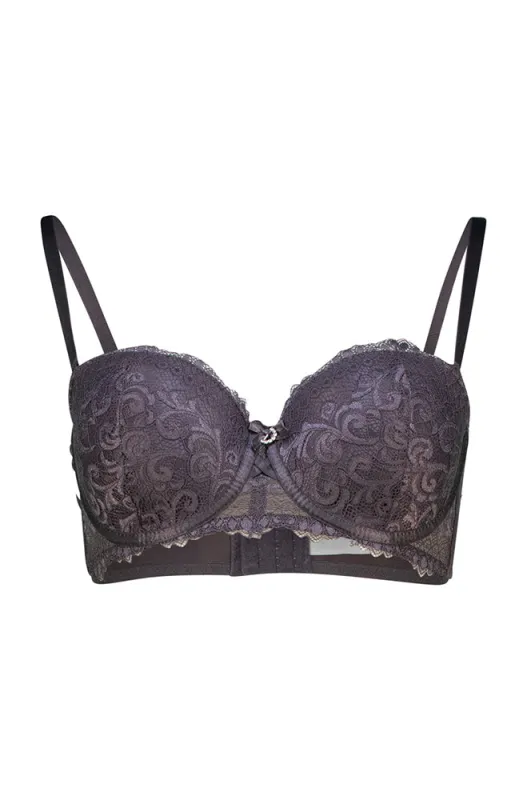Rania Multiway Lace/Bow Detail Bra _ 164004 _ Gunmetal sold by Dunns
