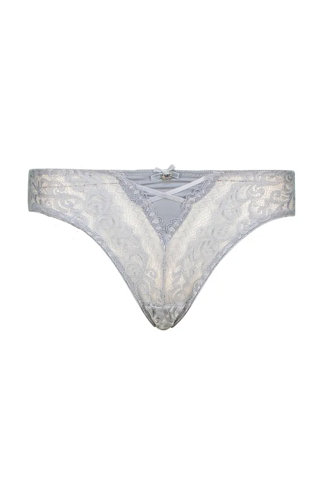 Rania Lace Front Ribbon Detail Bikini _ 164772 _ Silver sold by Dunns