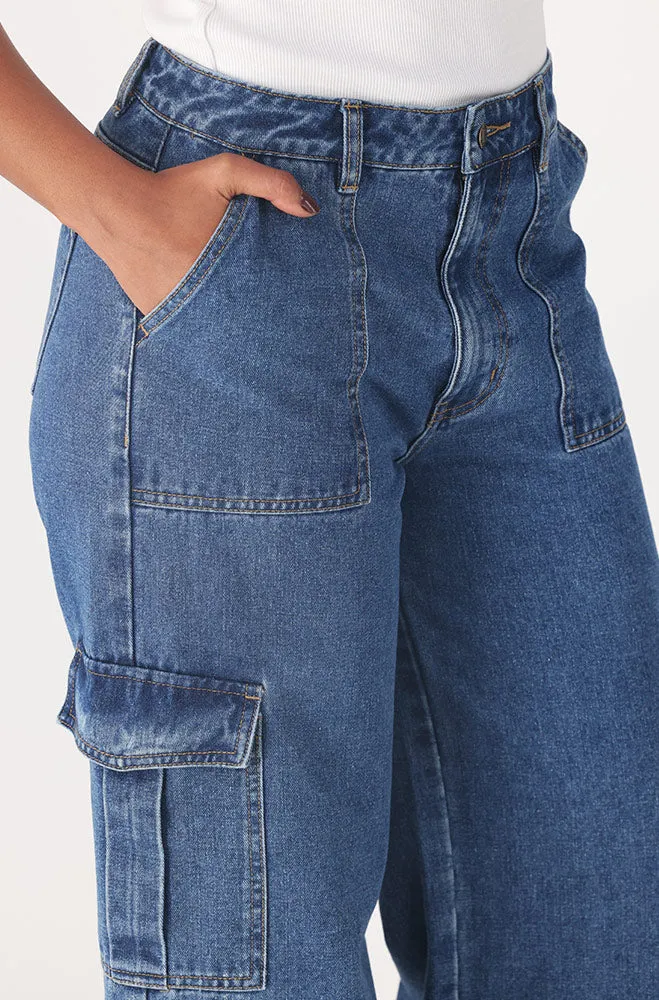 Gen High Waisted Uitility Wide Leg Jean _ 158569 _ Dark Wash sold by Dunns product image thumbnail 3