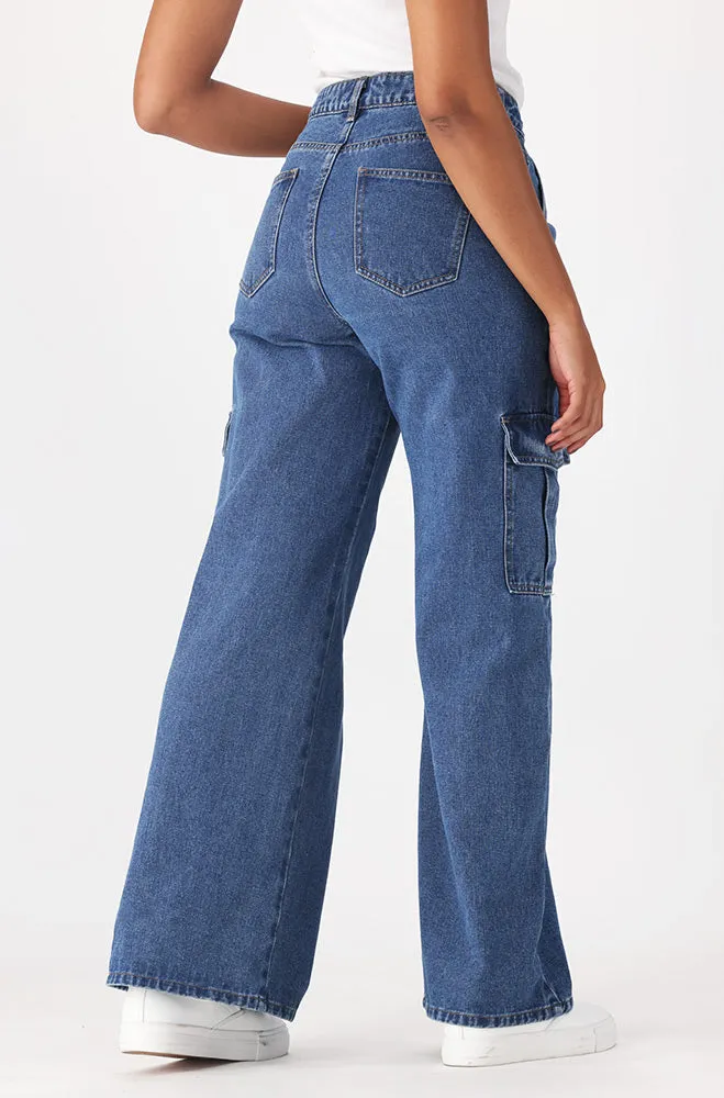Gen High Waisted Uitility Wide Leg Jean _ 158569 _ Dark Wash sold by Dunns product image thumbnail 4